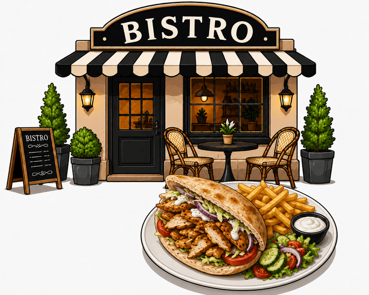 Aankondiging van Kipgyros bistro - Onder voorbehoud